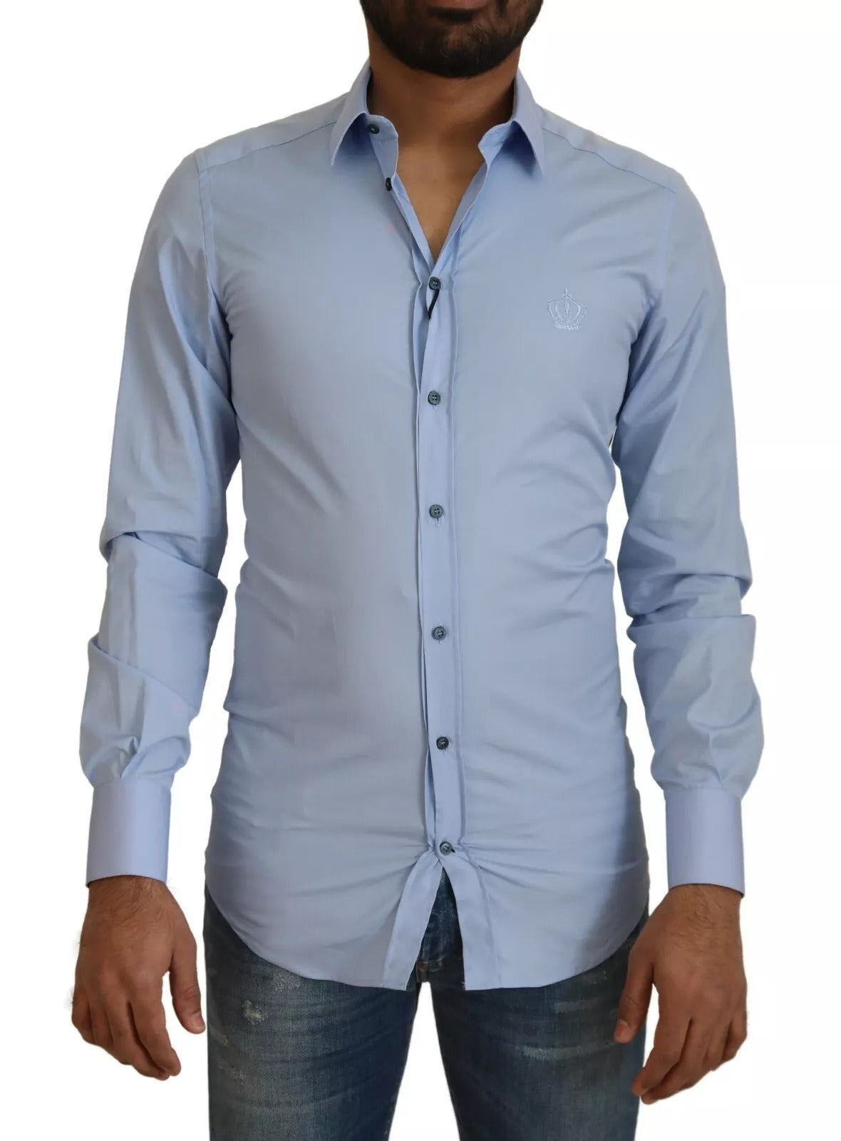 Dolce & Gabbana light blue slim fit cotton shirt